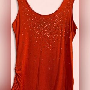 Say What? Orange Tank Top with Silver Accents